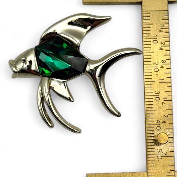 Vintage Sarah Coventry Tropicana Angel Fish Brooch Pin Watermelon Rhinestone - Picture 3 of 4